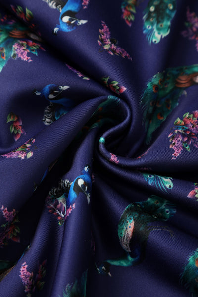 Purple Peacock Mid Calf Dress