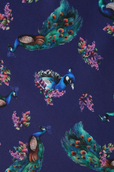 Purple Peacock Mid Calf Dress
