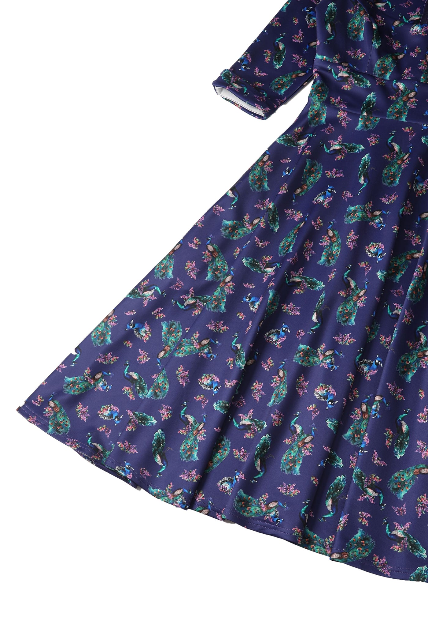Purple Peacock Mid Calf Dress