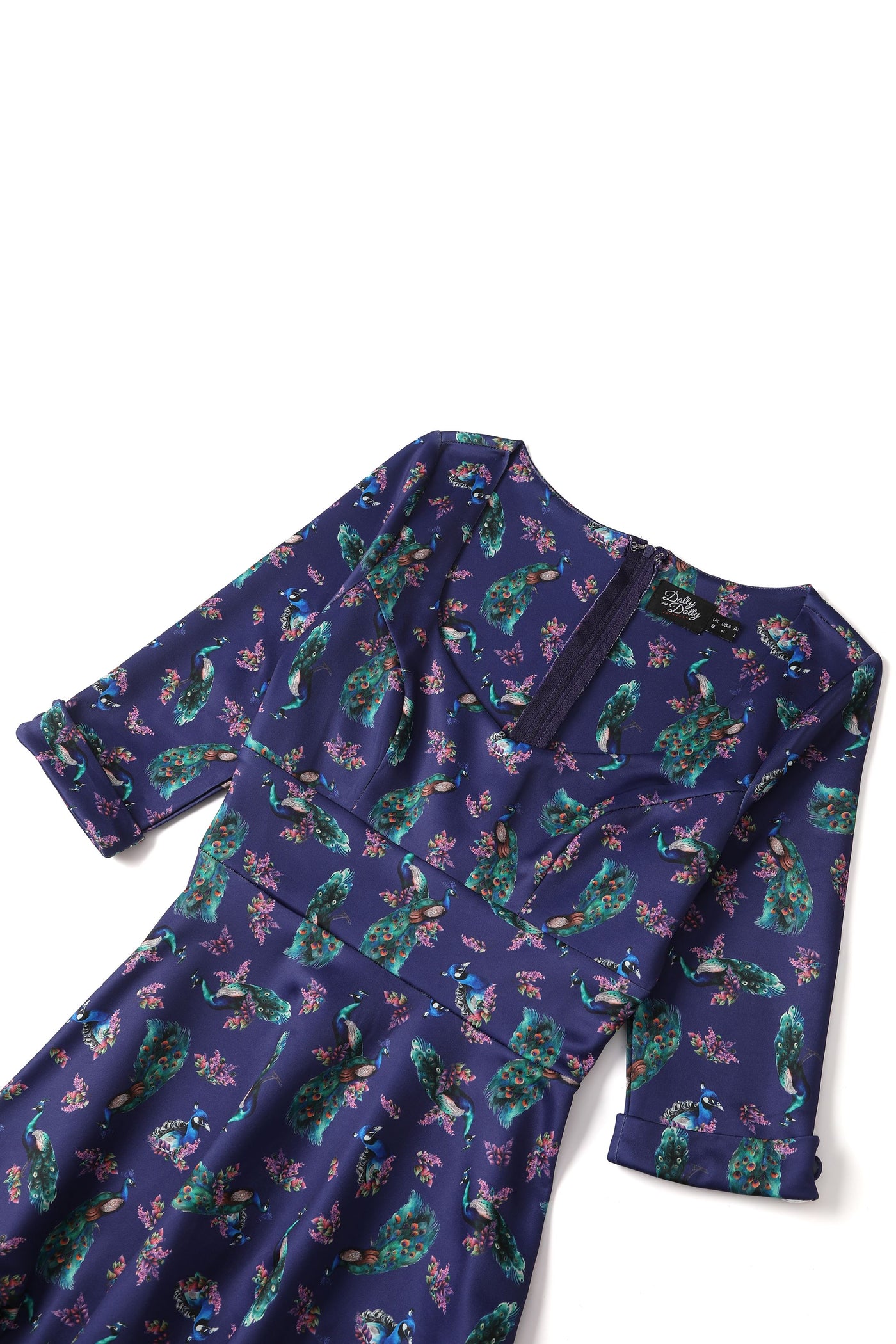 Purple Peacock Mid Calf Dress