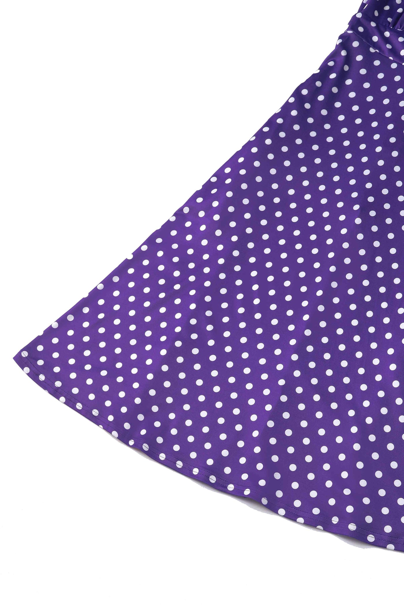 Purple Polka Dot Petal Sleeved Flared Dress