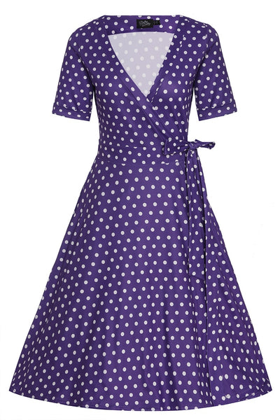 Purple Polka Dot Wrap Dress