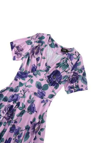 Front view of the top of Julia Purple Rose Midi Dress