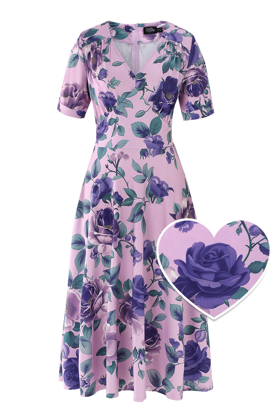 Front view of Julia Purple Rose Midi Dress