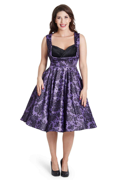 Purple Rose Pleated Bust Dress