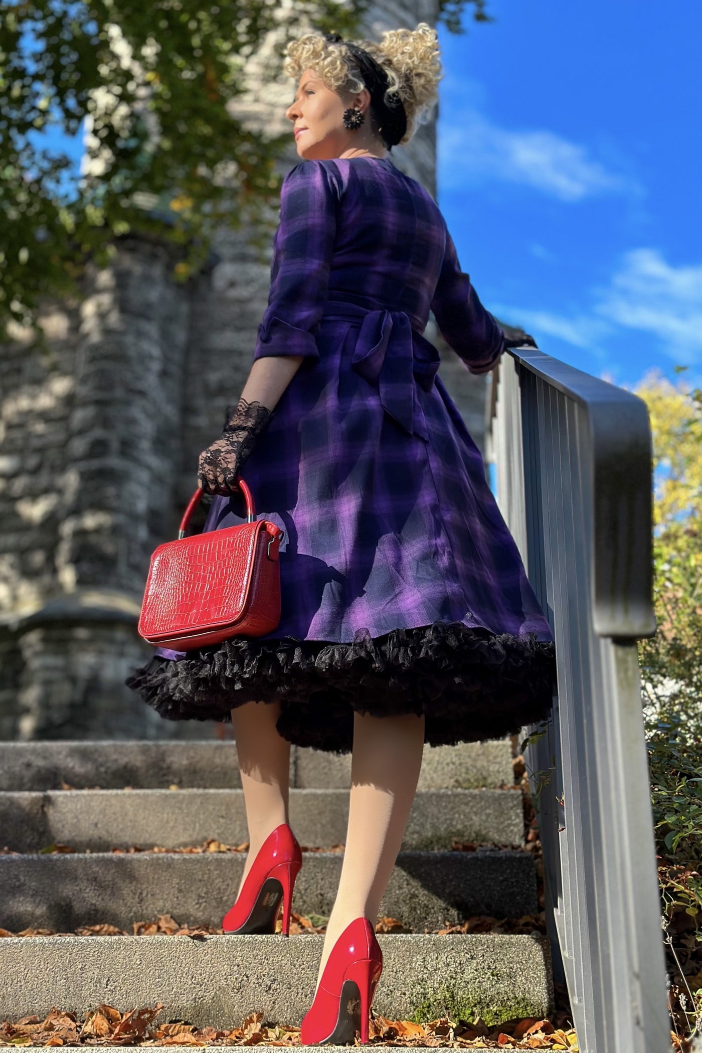 Purple Tartan Swing Dress