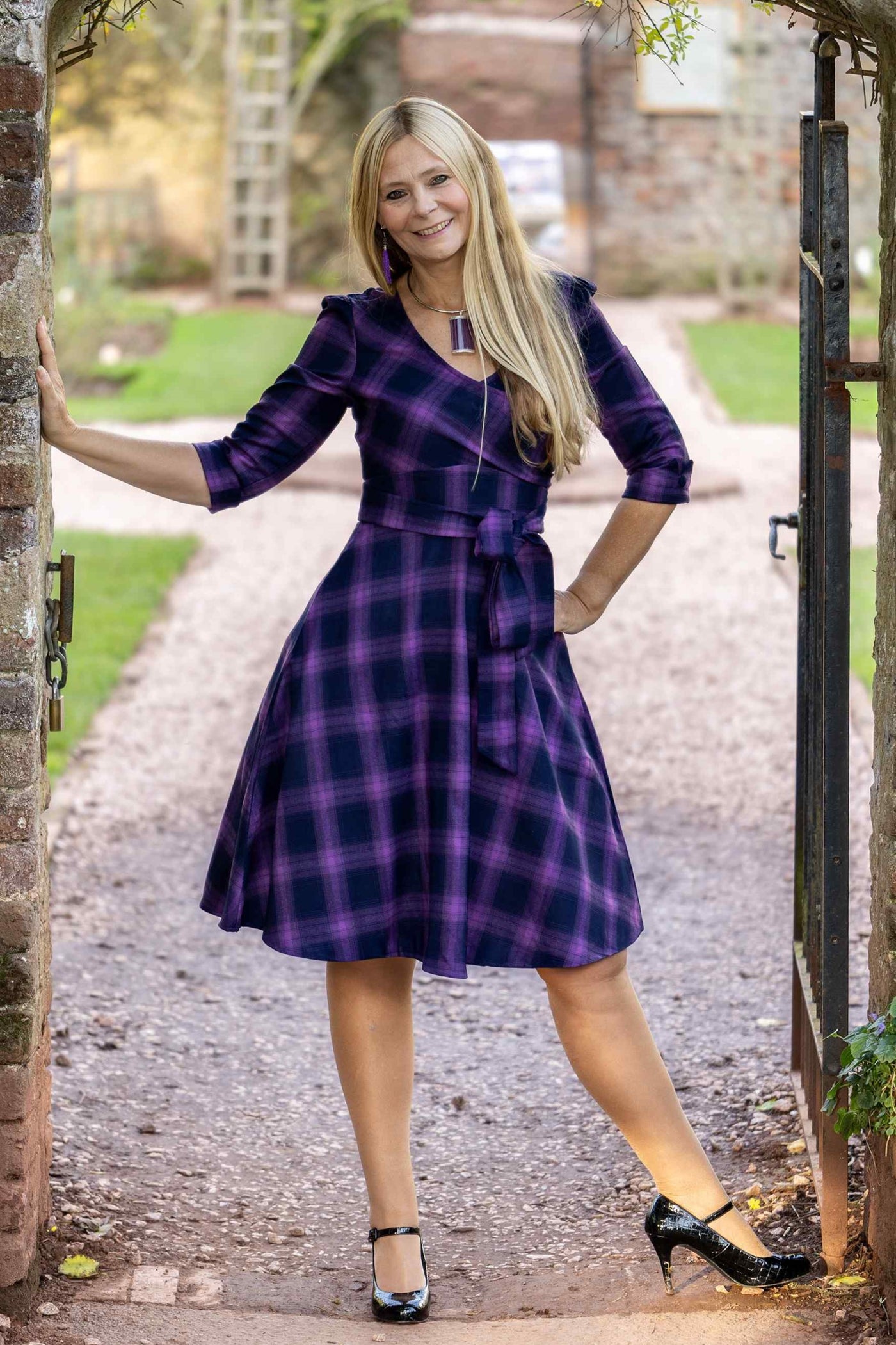 Purple Tartan Swing Dress