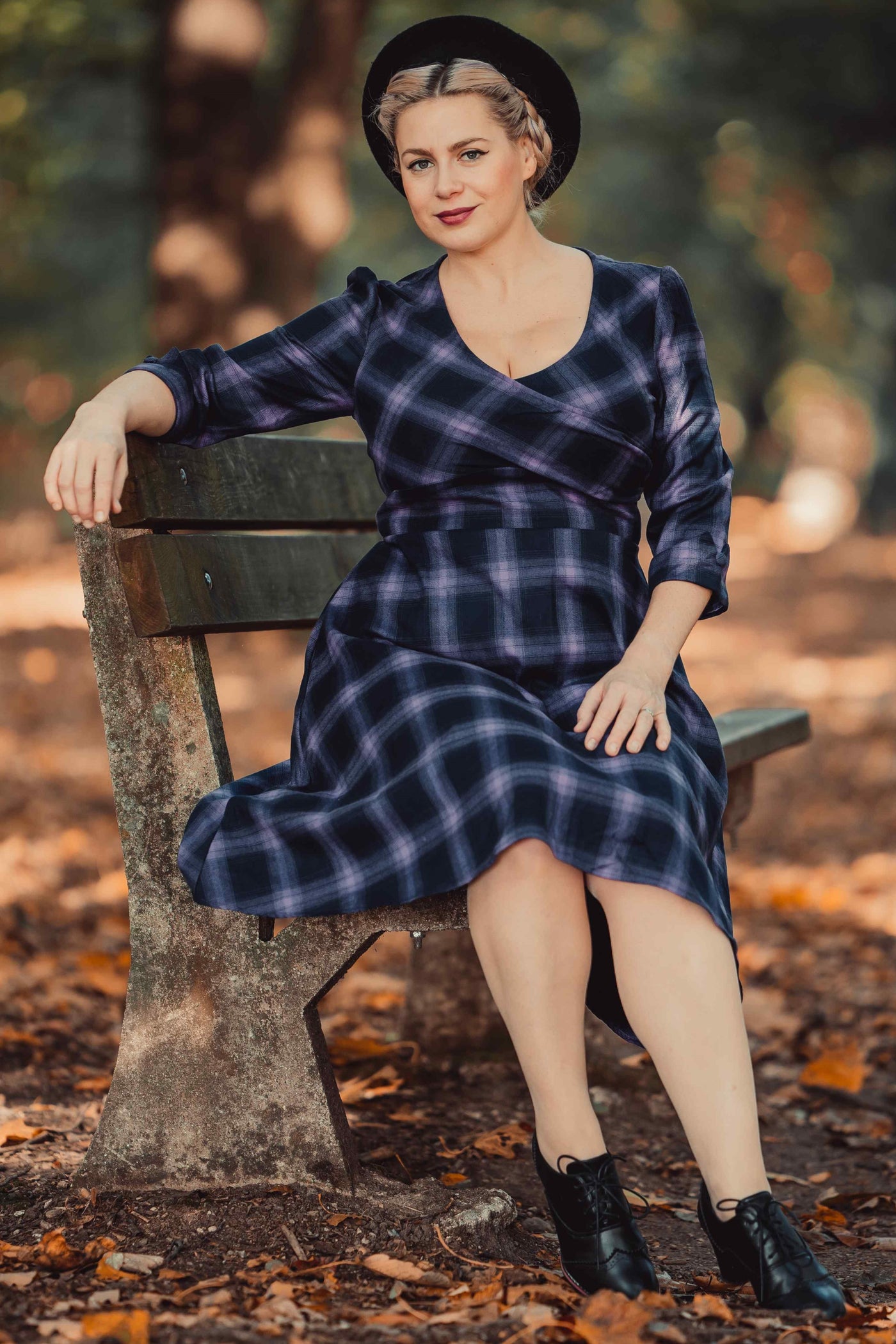 Purple Tartan Swing Dress