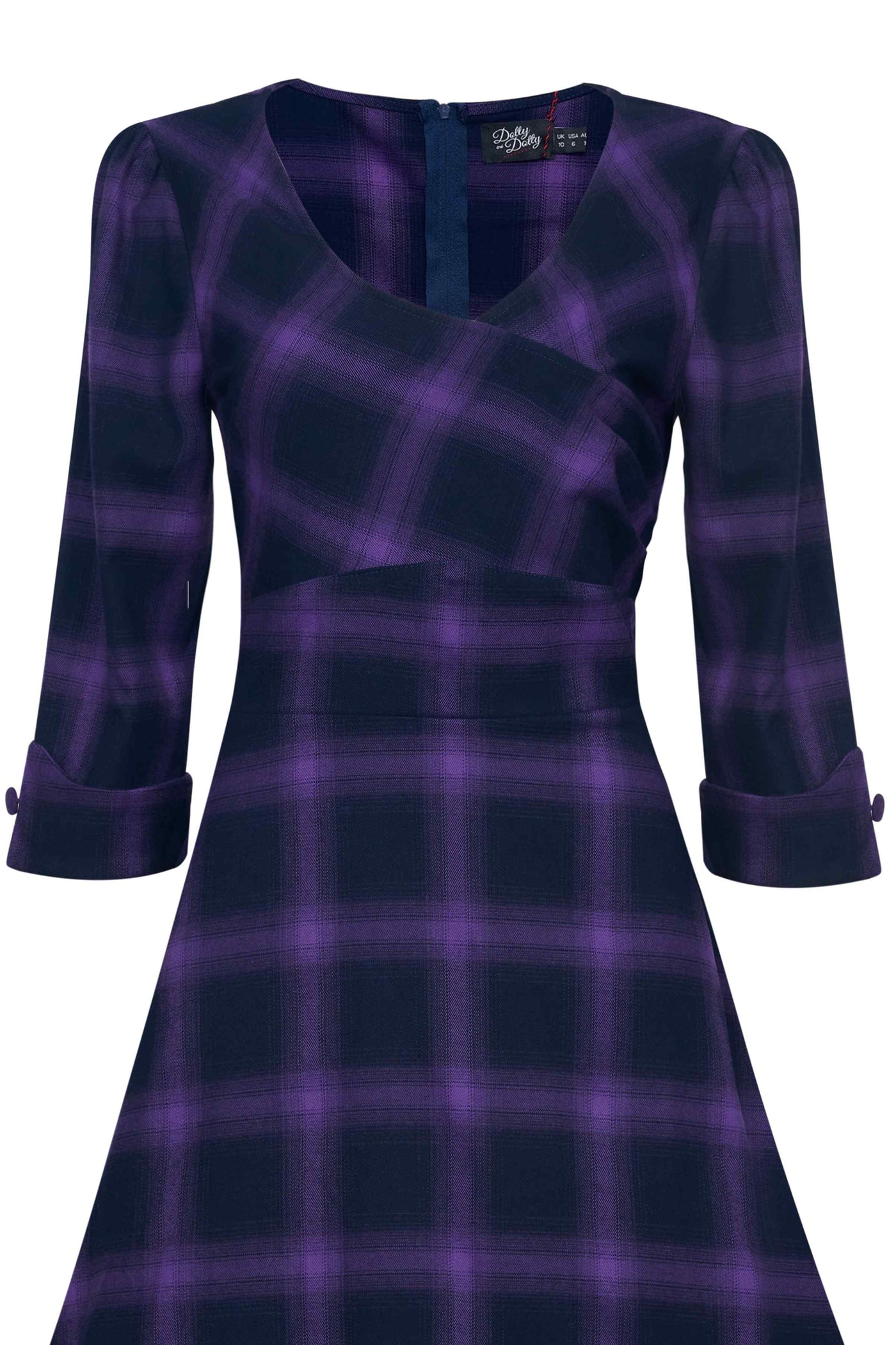 Purple Tartan Midi Dress