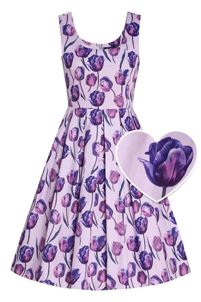 Front view of Purple Tulip Swing Dress