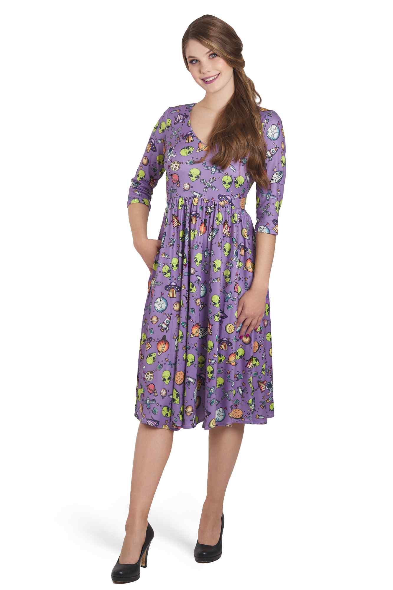 Model photo of Purple UFO & Alien Dress