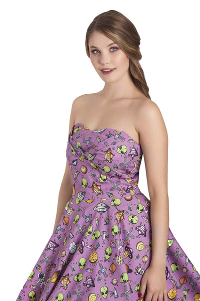 Model photo of Purple UFOs Strapless Dress
