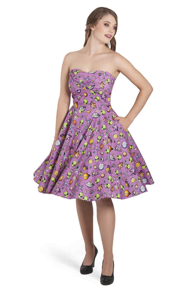 Model photo of Purple UFOs Strapless Dress