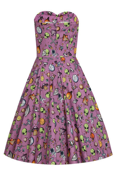 Purple UFOs Strapless Dress