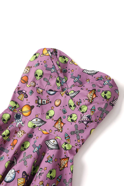 Purple UFOs Strapless Dress