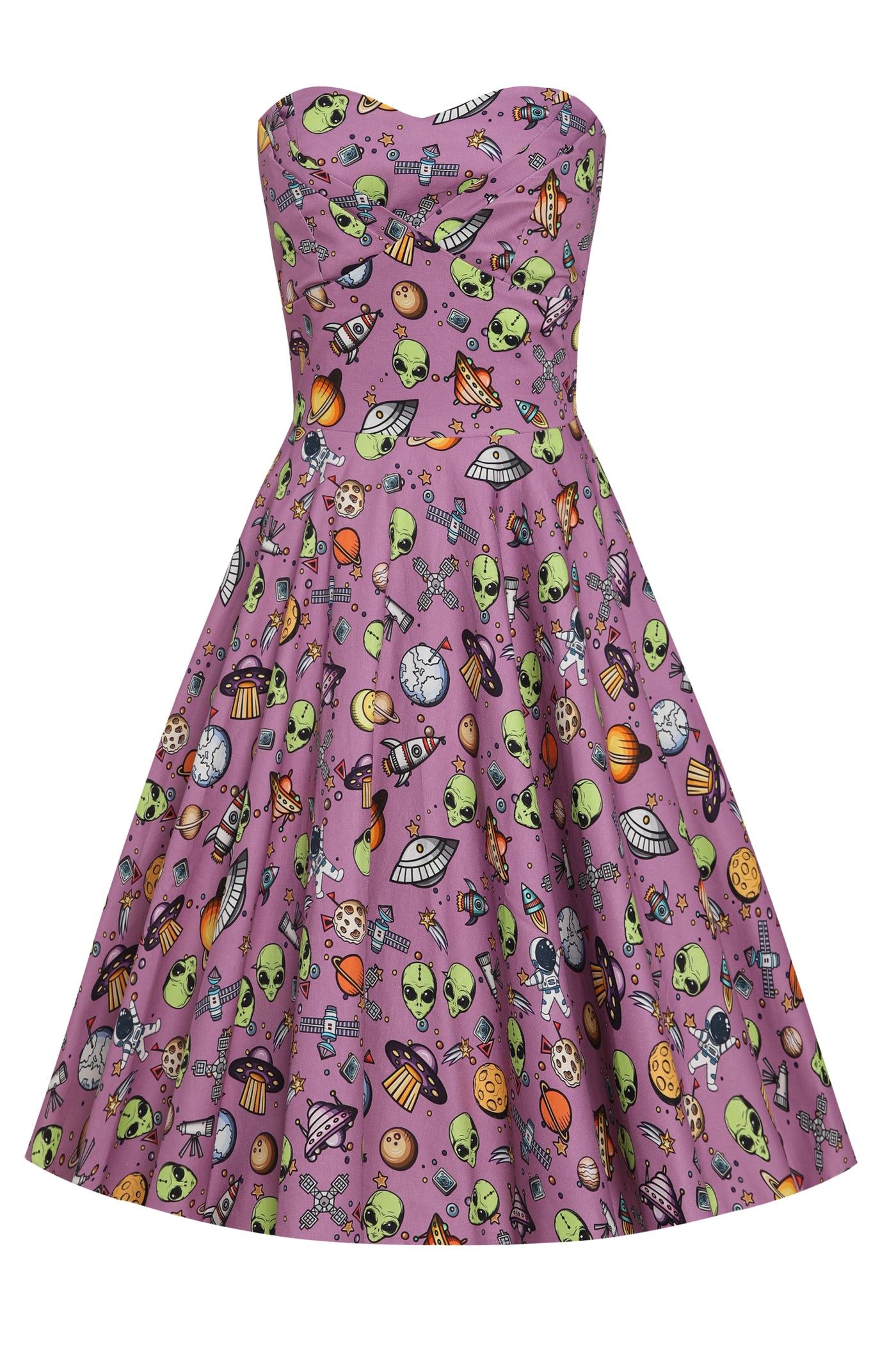 Purple UFOs Strapless Dress