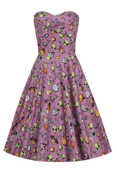 Purple UFOs Strapless Dress