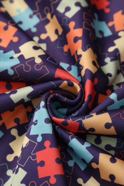 Close up view of Puzzle Print Swing Dress