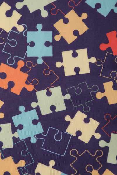 Close up view of Puzzle Print Swing Dress