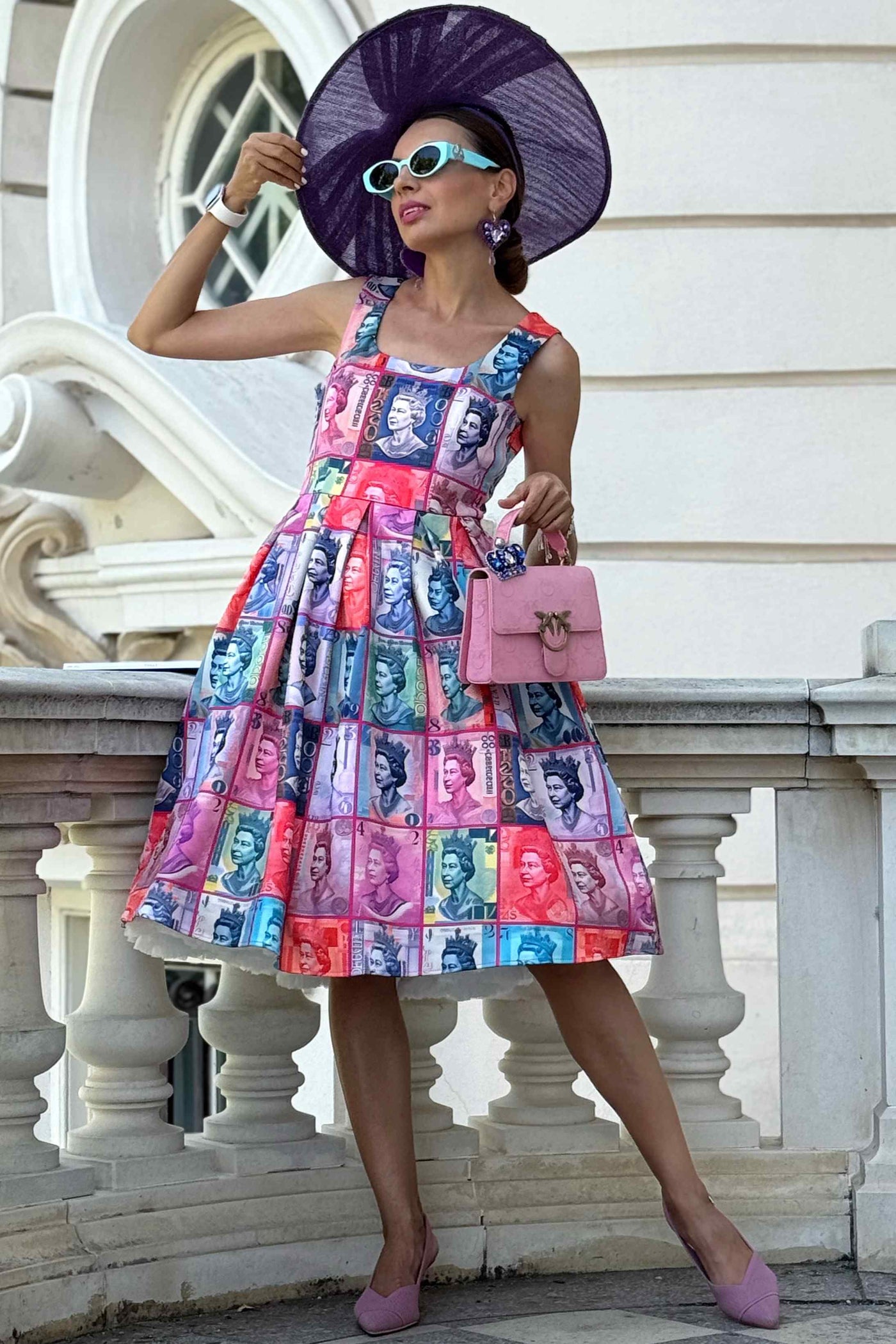 A model wearing a Queen Elizabeth II Flared Dress