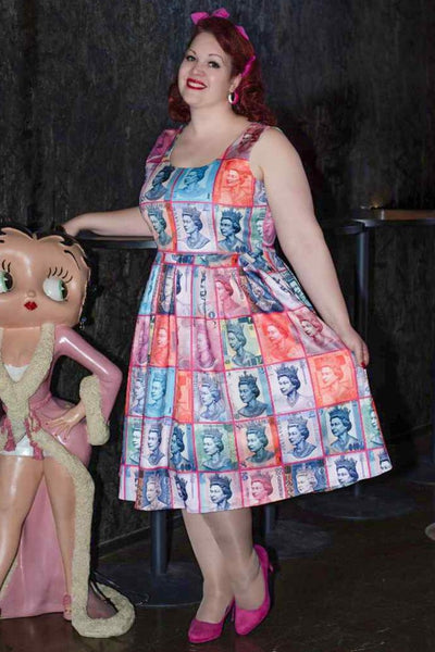 A lady wearing a Queen Elizabeth II Flared Dress