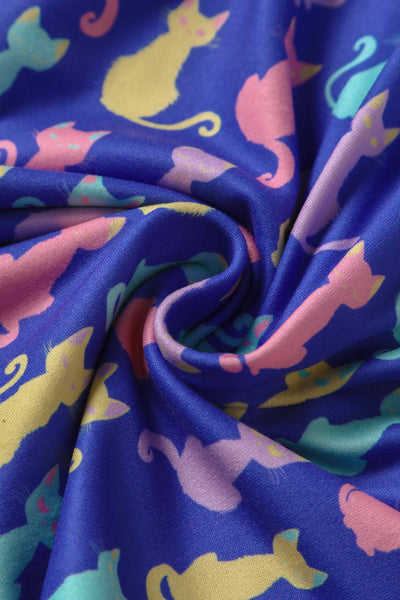 Close up View of Quirky Purple Rainbow Cat Jumpsuit