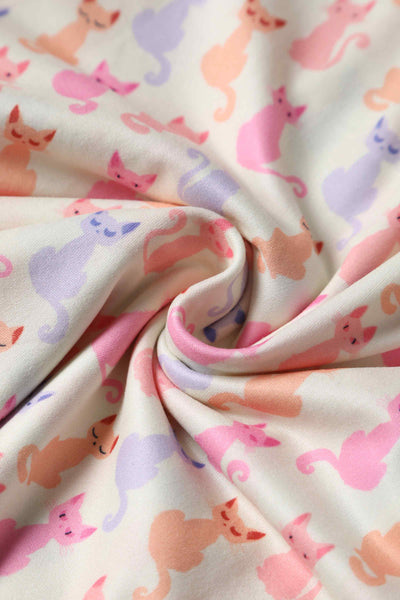 Close up View of Rainbow Cat White Wrap Dress