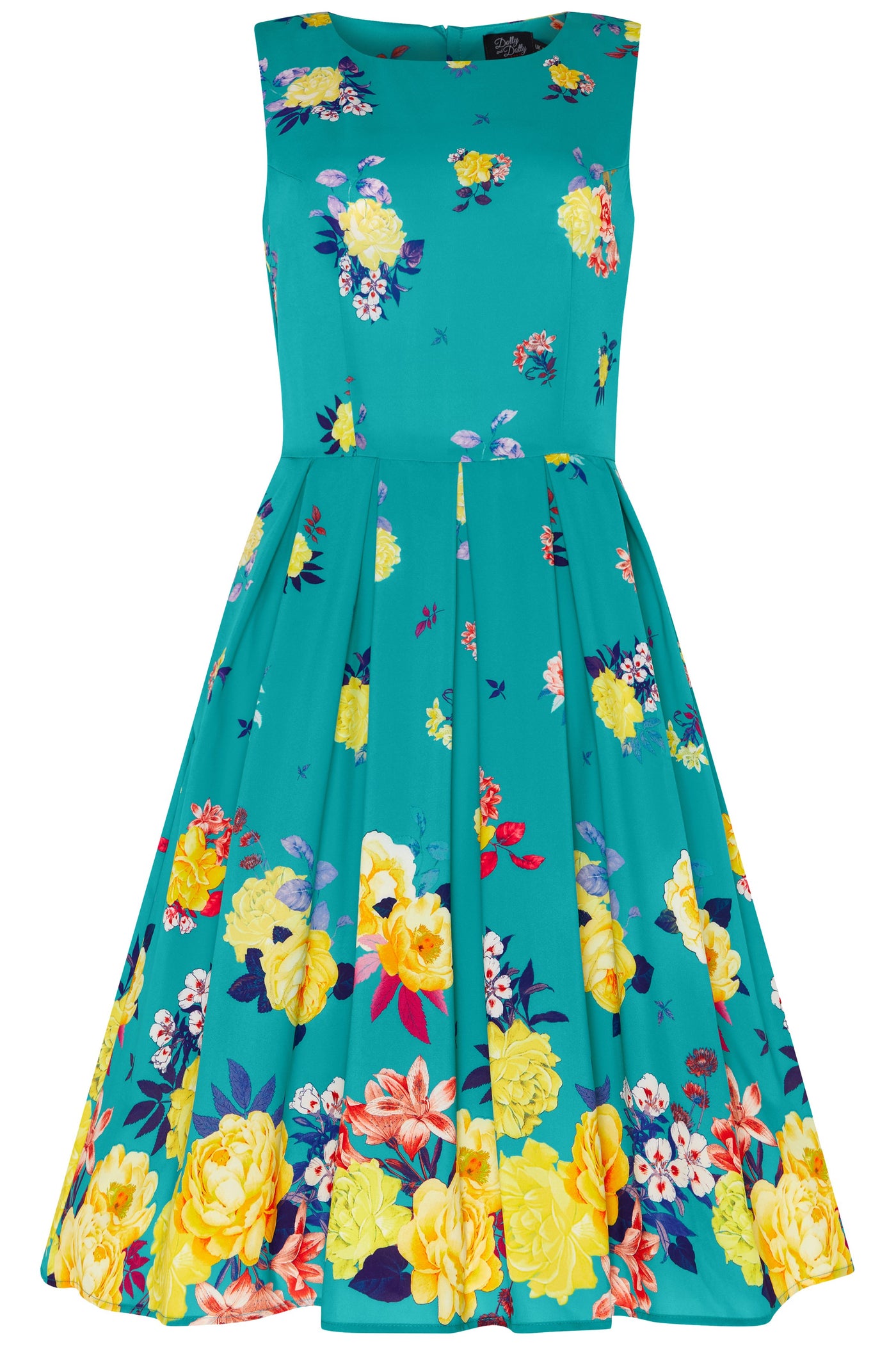 Raising Flower Swing Dress in Turquoise