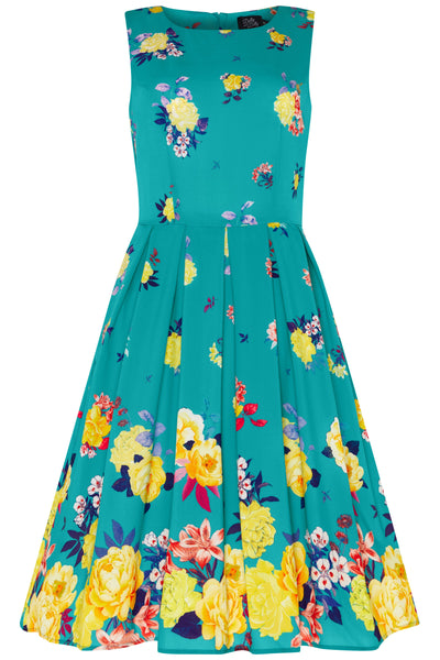 Raising Flower Swing Dress in Turquoise