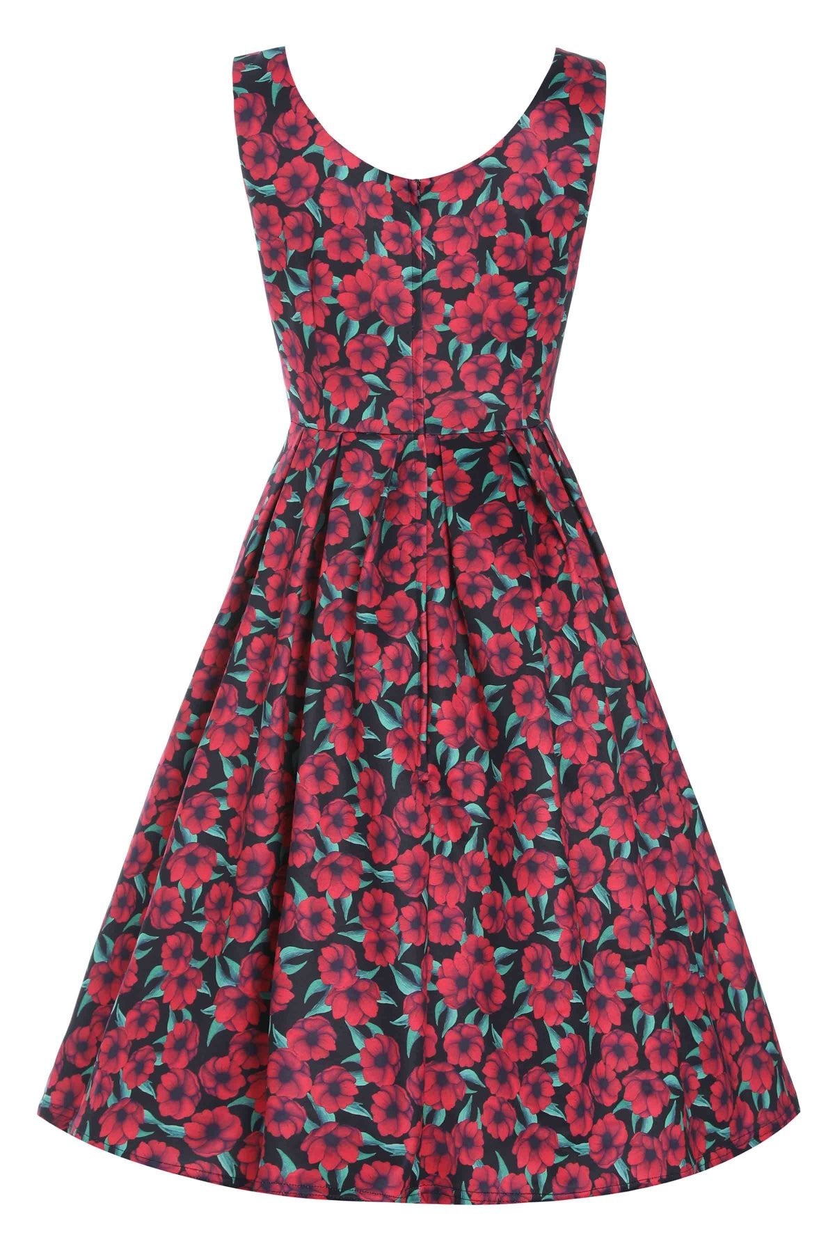 Back view of Red Anemone Swing Dress