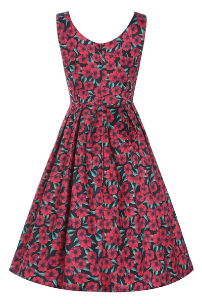 Back view of Red Anemone Swing Dress