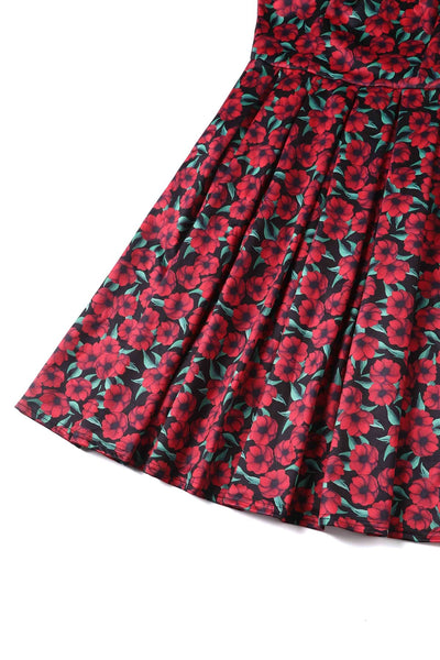 Close up view of Red Anemone Swing Dress