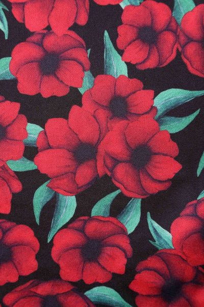 Close up view of Red Anemone Swing Dress