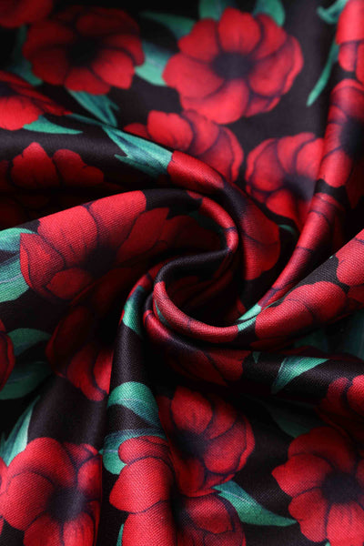 Close up view of Red Anemone Swing Dress