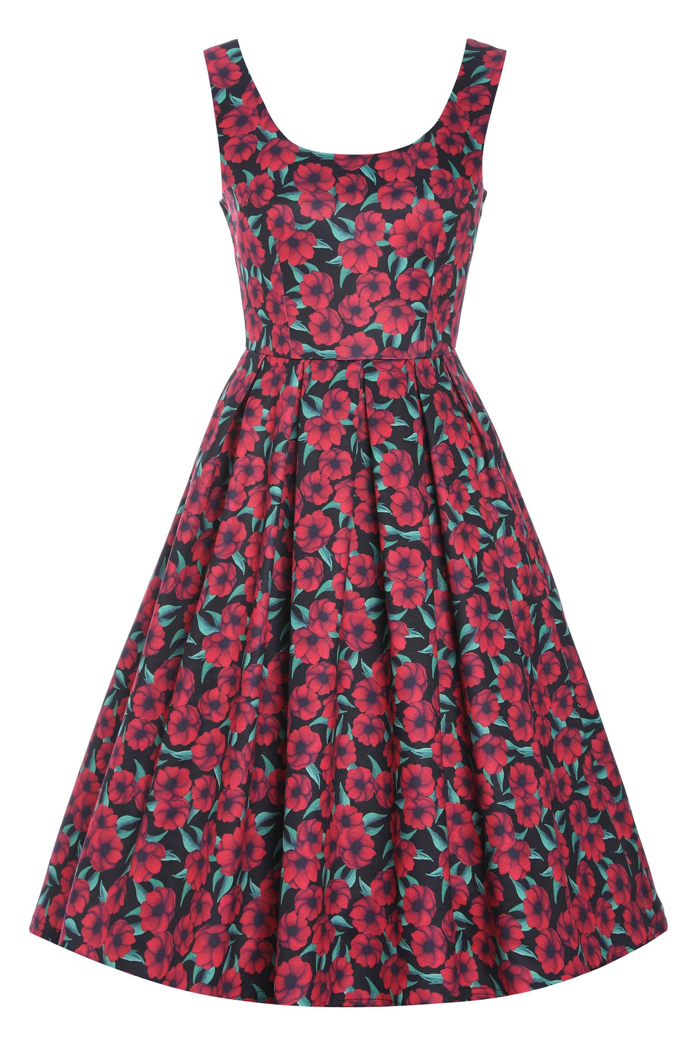 Red Anemone Swing Dress