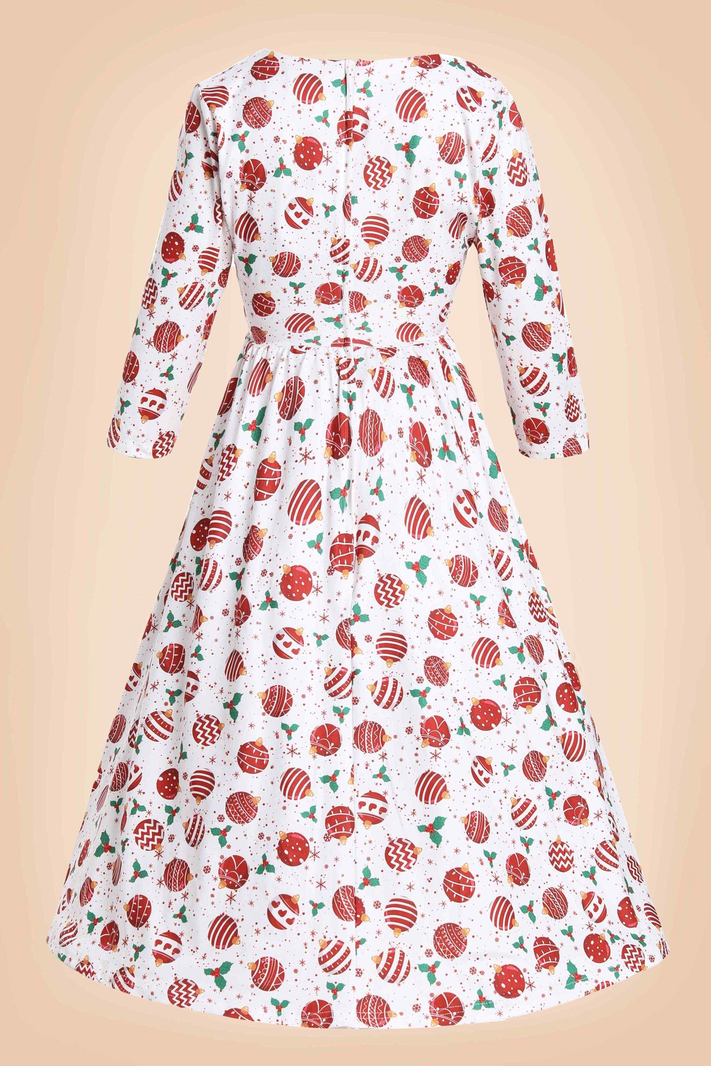 Back view of Red Bauble Long Sleeved Dress