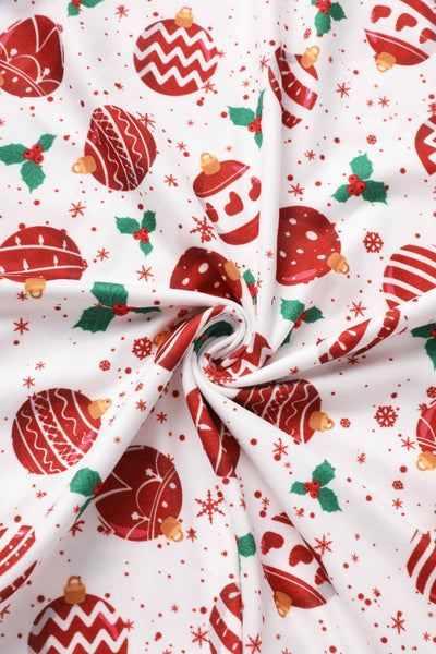 Close up view of Red Bauble Long Sleeved Dress