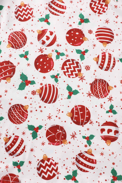 Close up view of Red Bauble Long Sleeved Dress