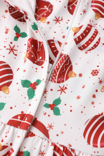 Close up view of Red Bauble Long Sleeved Dress