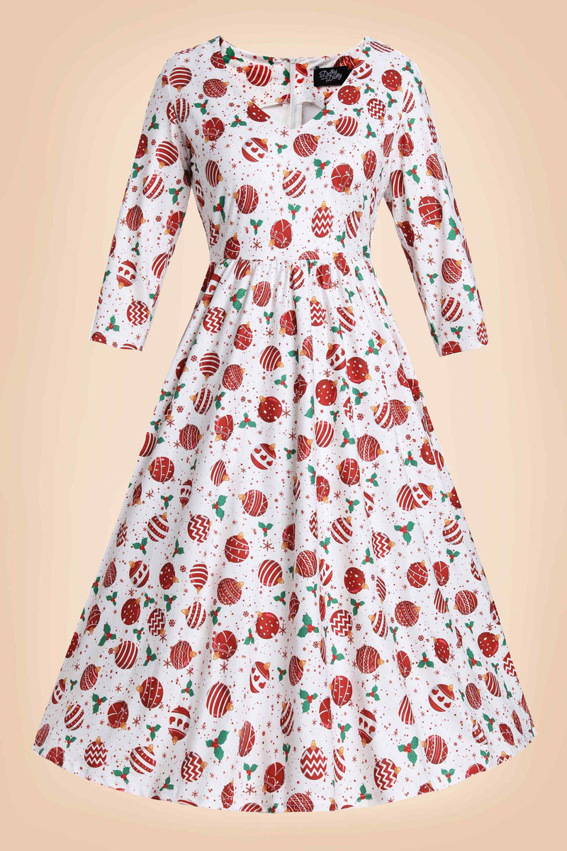 Front view of Red Bauble Long Sleeved Dress