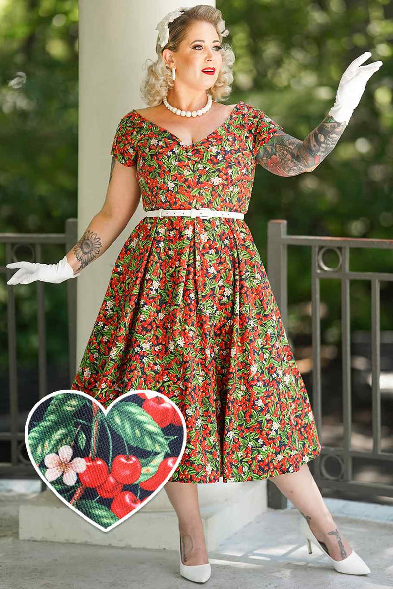 A model wearing Red Berry Off Shoulder Dress