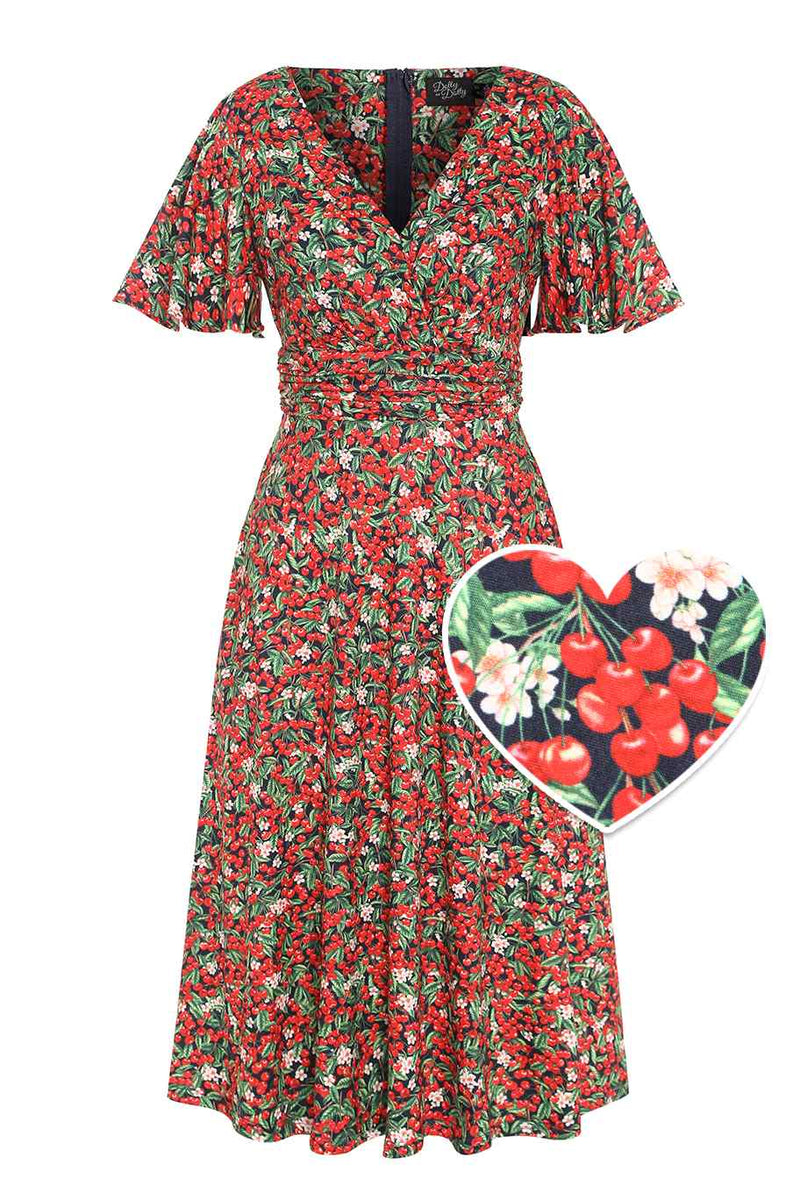 Front view of Red Berry Tea Dress