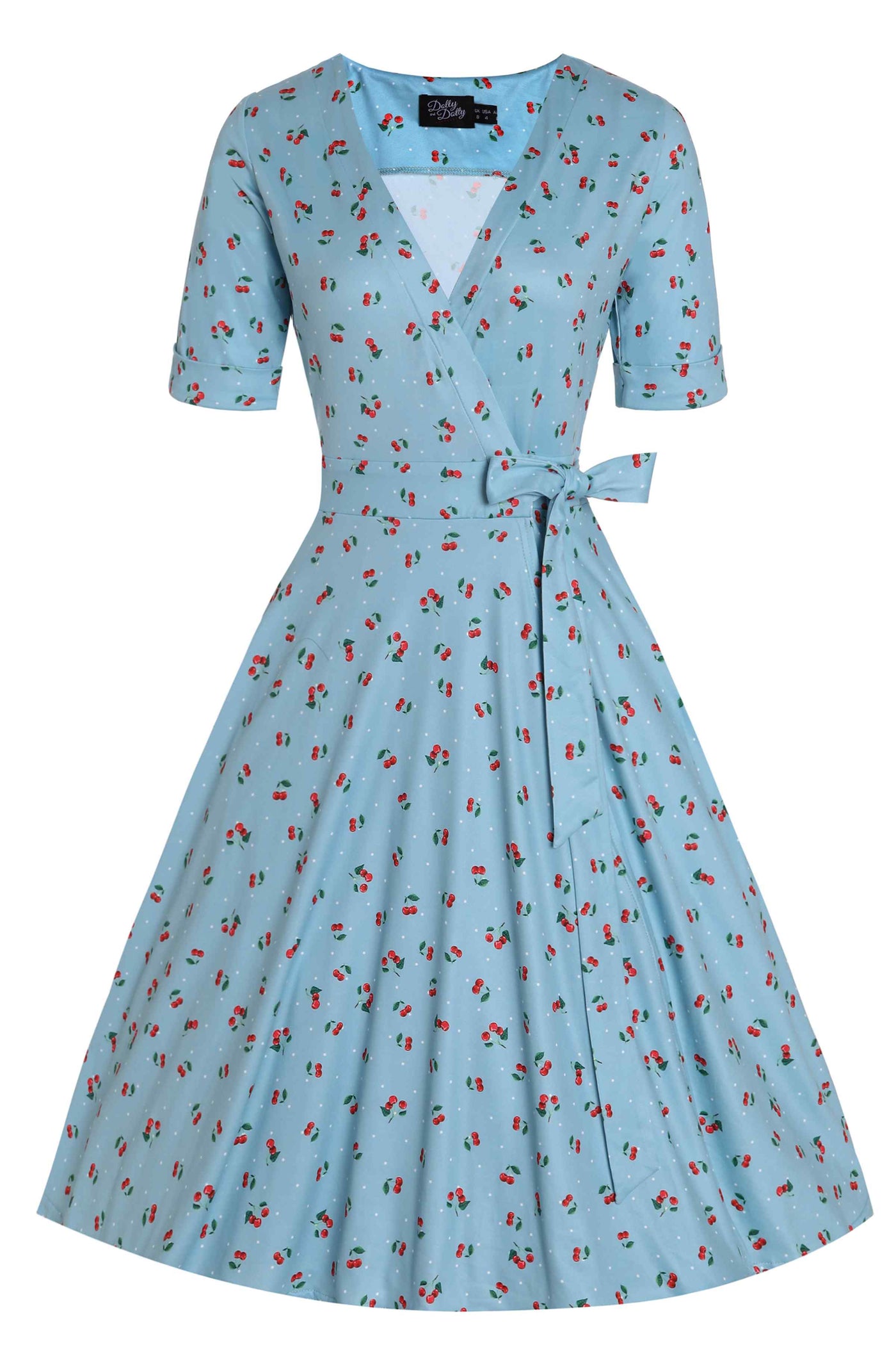 Matilda Red Cherry Blue Wrap Dress
