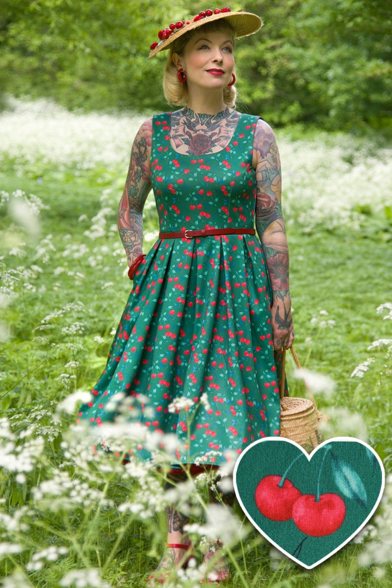 Burgundy Botancial Floral Swing Dress In Cotton