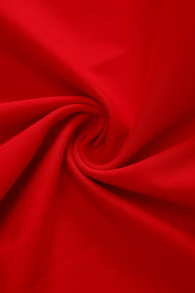 Close up view of Red Off Shoulder Dress