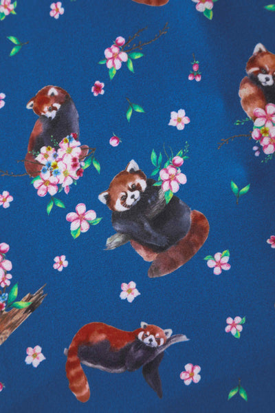 Red Panda Sleeved Flared Dress