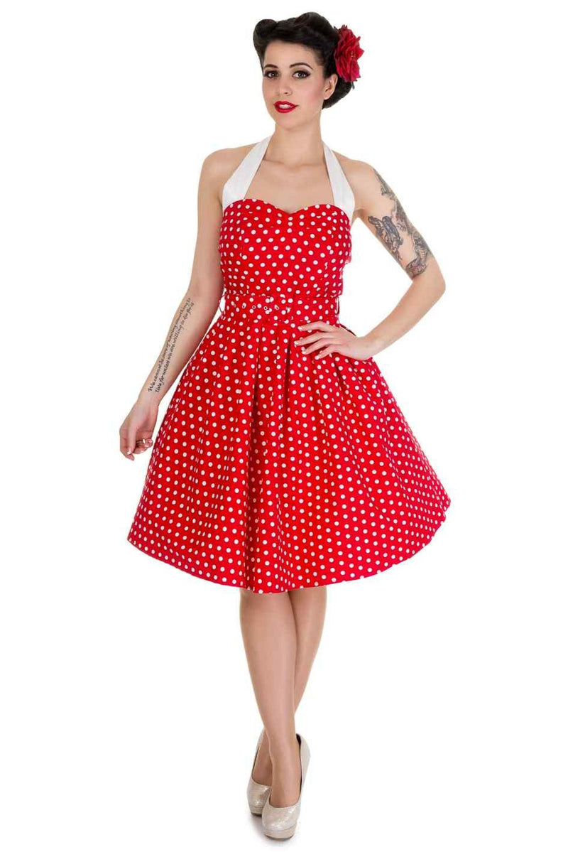 Red Polka Dot Halter Neck Dress