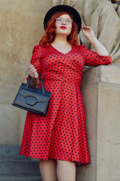 Red Polka Dot Long Sleeved Dress