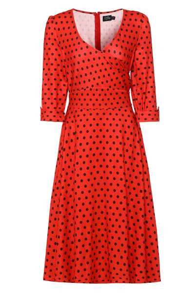 Red Polka Dot Long Sleeved Dress