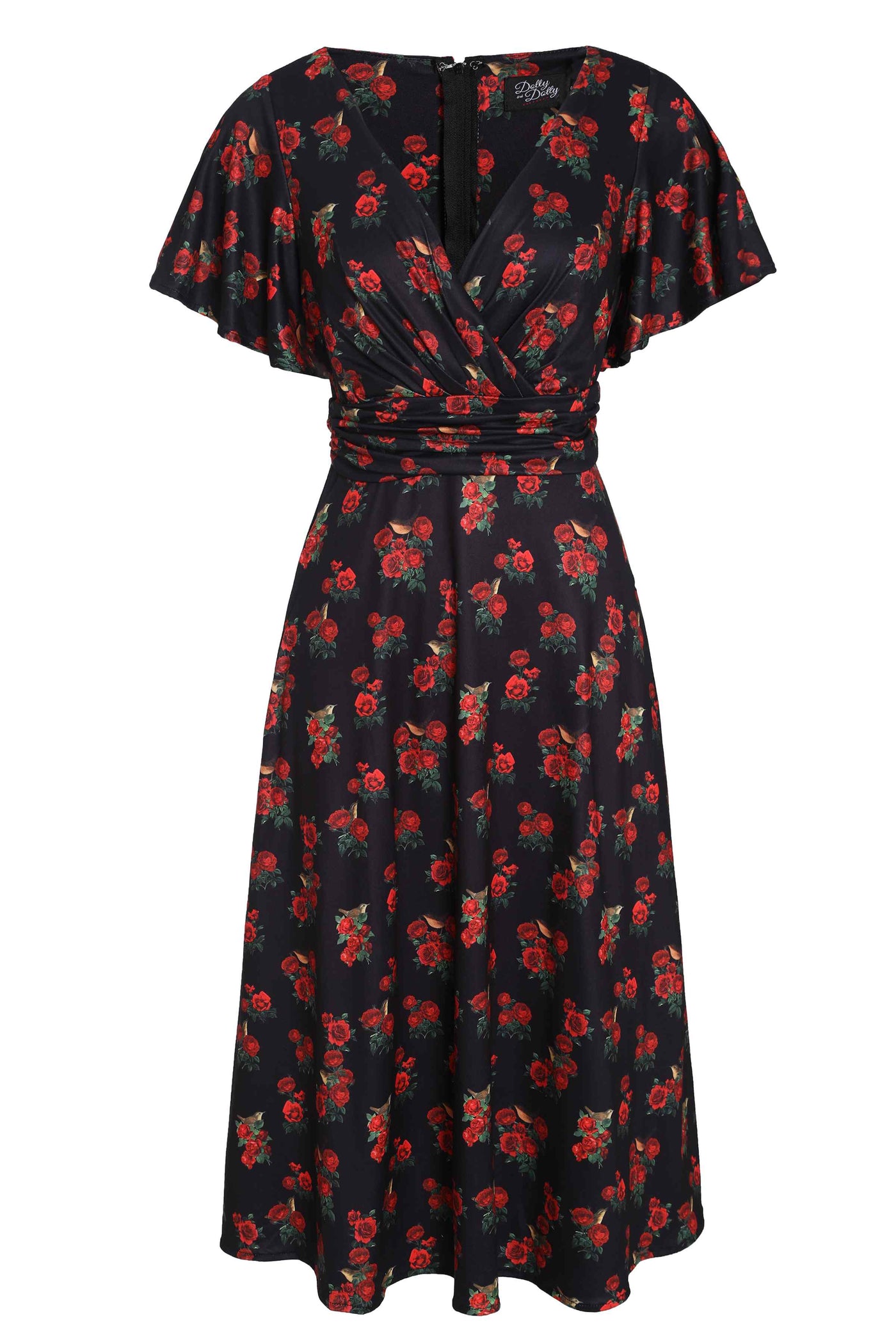 Front view of Red Rose Crossover Bust Dress